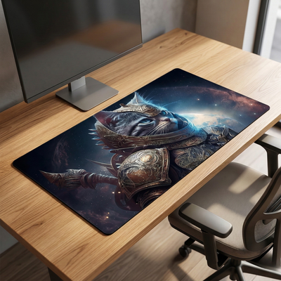 Tapis de souris XXL - Chat Guerrier Cosmique : Édition Gardien de l'Espace