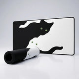 Tapis de souris XXL - Design Chats Noir et Blanc "Yin-Yang"