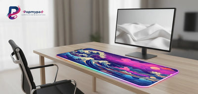 Tapis de souris XXL - Grande Vague Japonaise Onirique (Violet & Rose)
