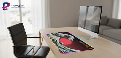 Tapis de souris XXL - Grande Vague Japonaise & Soleil Rouge RGB