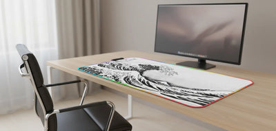 Tapis de souris XXL - La Grande Vague d'Hokusai - Édition Minimaliste RGB