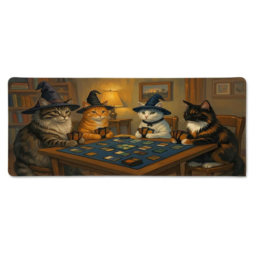 Tapis de Souris XXL Chats Magiciens L'Éveil des Sorciers (900x400mm) - Design Fantastique - PopMyPad