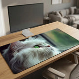 Tapis de souris XXL Chat Blanc aux Yeux Verts - Design Artistique & Confort Premium