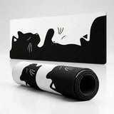 Tapis de souris XXL Chat Yin-Yang — Design Minimaliste Noir & Blanc