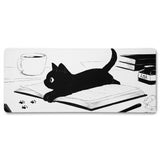 Tapis de souris XXL "Le Chat Érudit" – Illustration Artistique à l'Encre