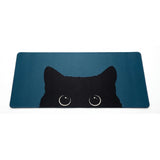 Tapis de souris XXL "Midnight Cat" - Design Silhouette Féline & Bleu Pétrole