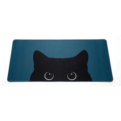 Tapis de souris XXL "Midnight Cat" - Design Silhouette Féline & Bleu Pétrole