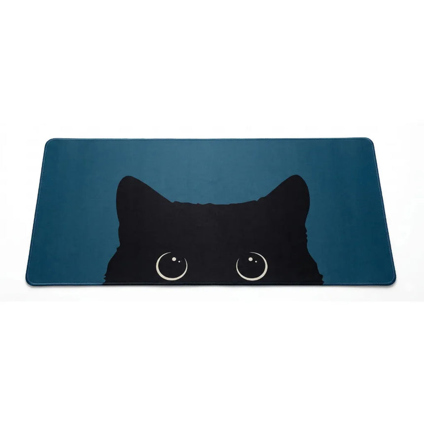 Tapis de souris XXL "Midnight Cat" - Design Silhouette Féline & Bleu Pétrole