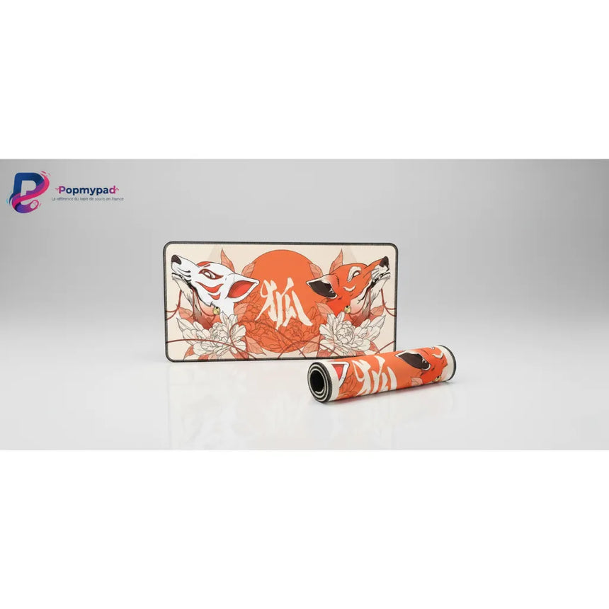 Tapis de souris XXL Renard Japonais - Design Kitsune & Zen Orange