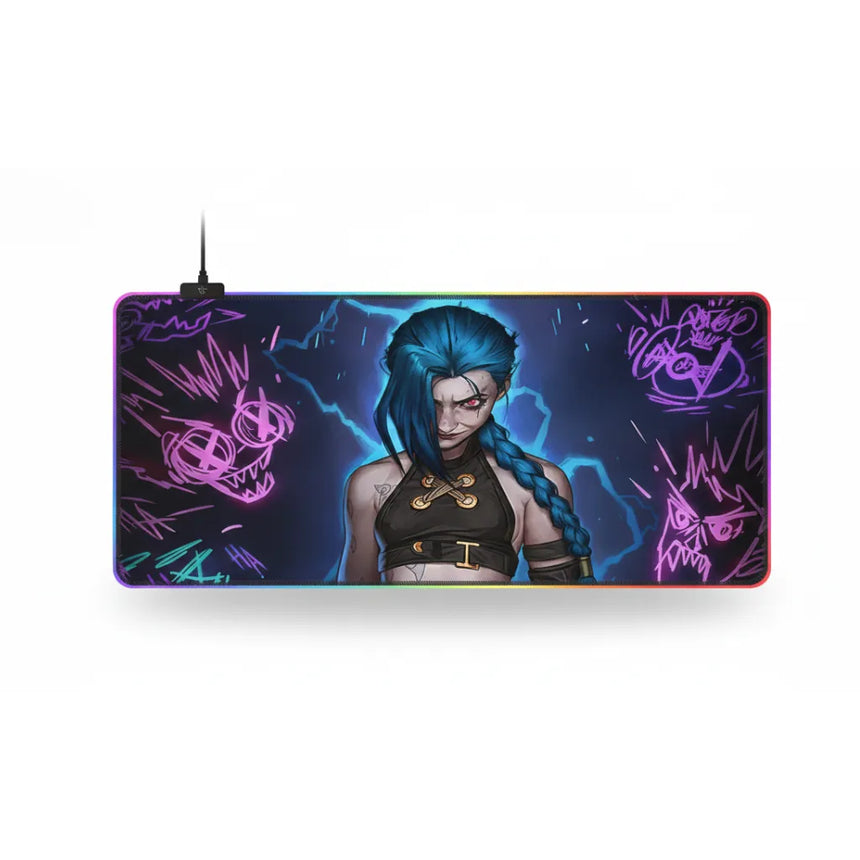 Tapis de Souris Gaming RGB Jinx - League of Legends : Édition Chaos Néon XXL