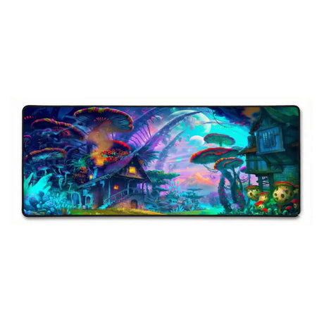 Tapis de souris forêt de champignons fantastique et onirique, vue complète du tapis